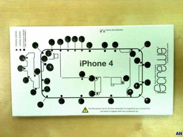 Schrauben- Schablone für das iPhone 4